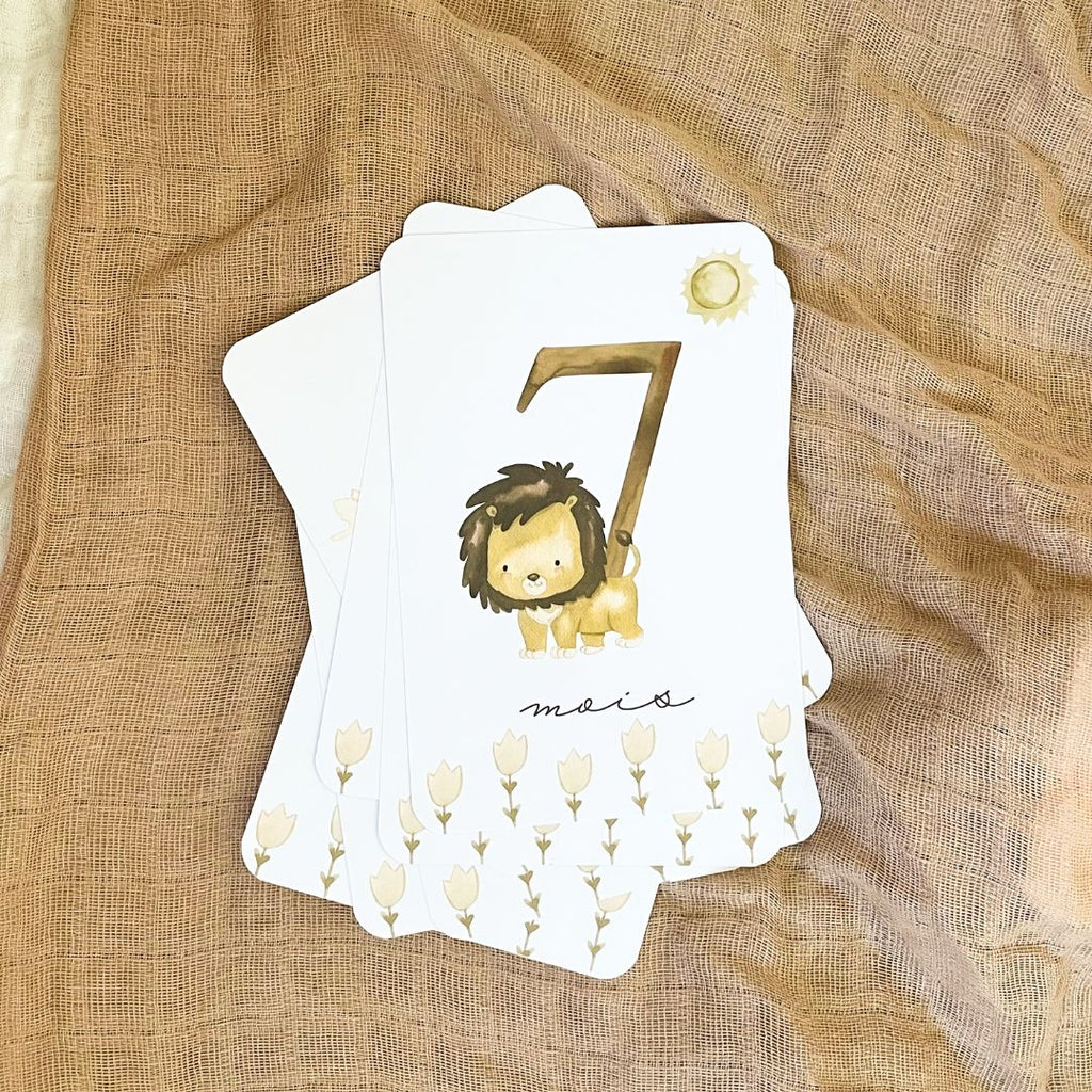 Baby milestone cards - First year - Tiger and Lion