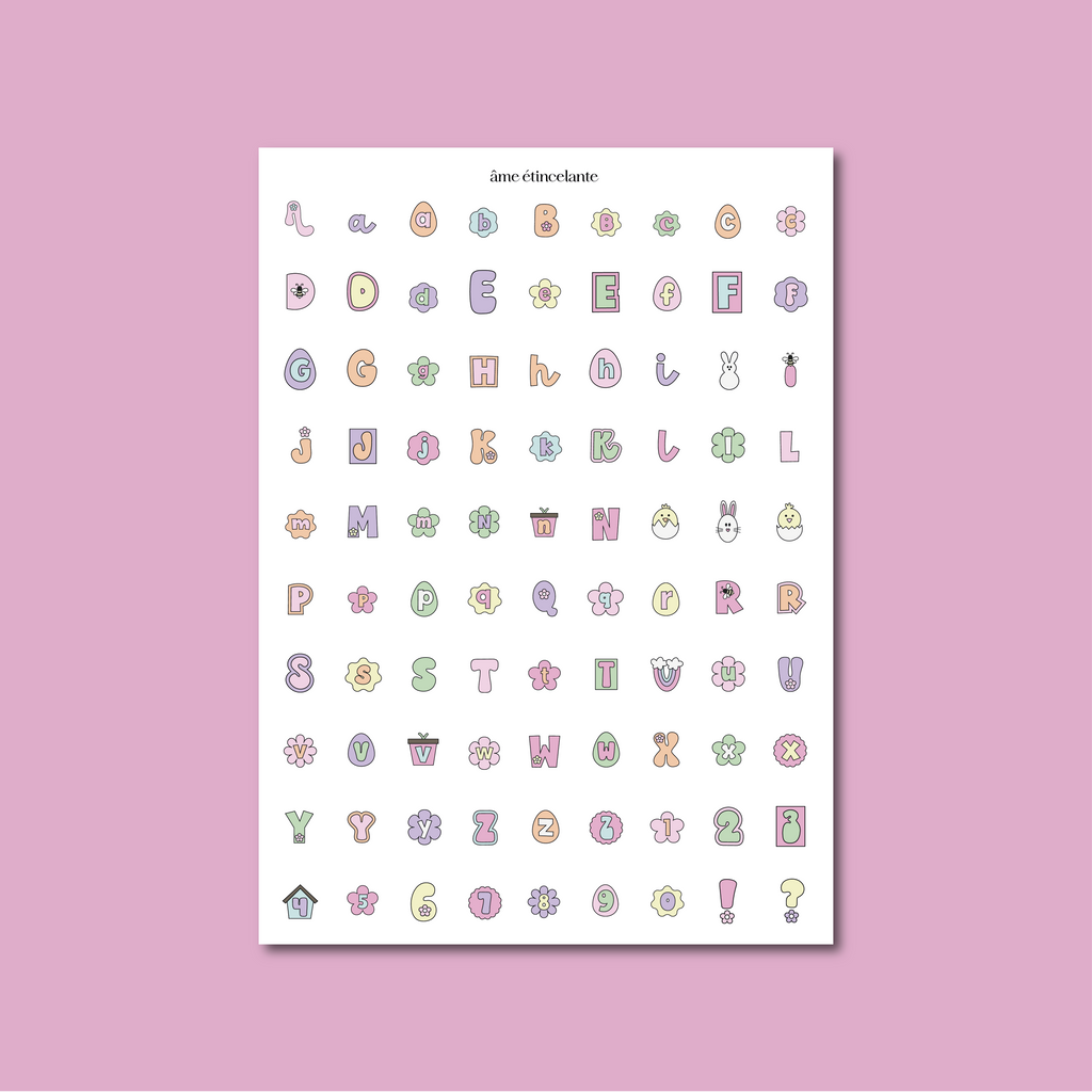 Planches de stickers - alphabet easter