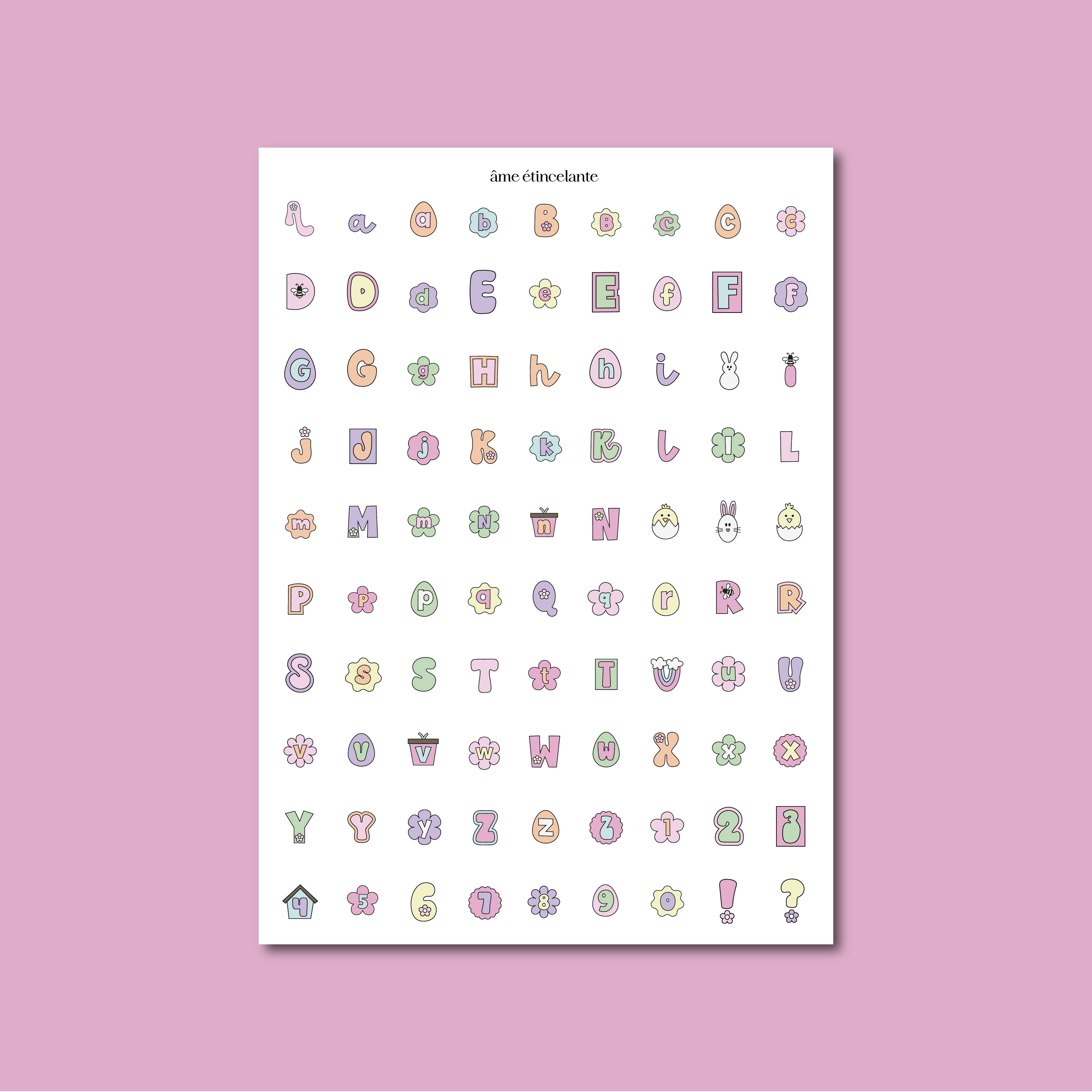 Planches de stickers - alphabet easter