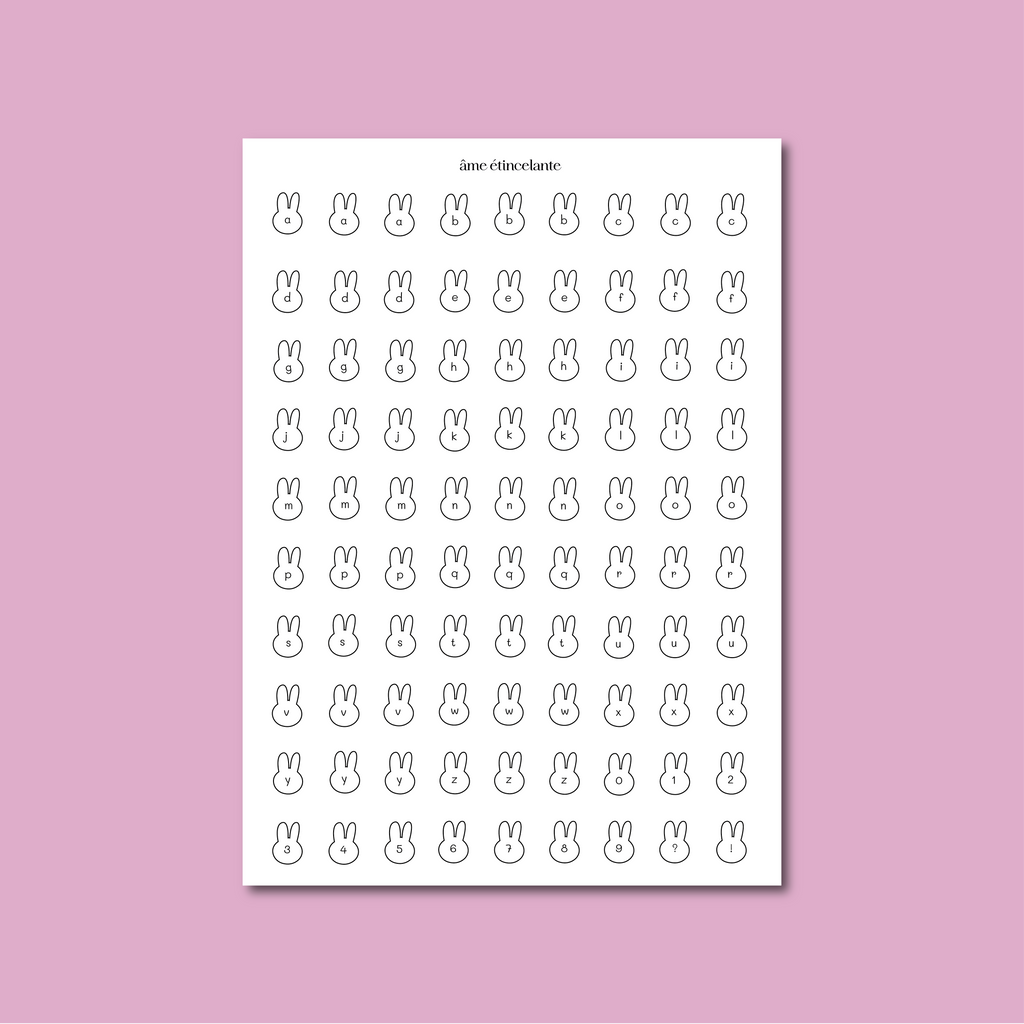 Planche de stickers - alphabet lapin 🐰
