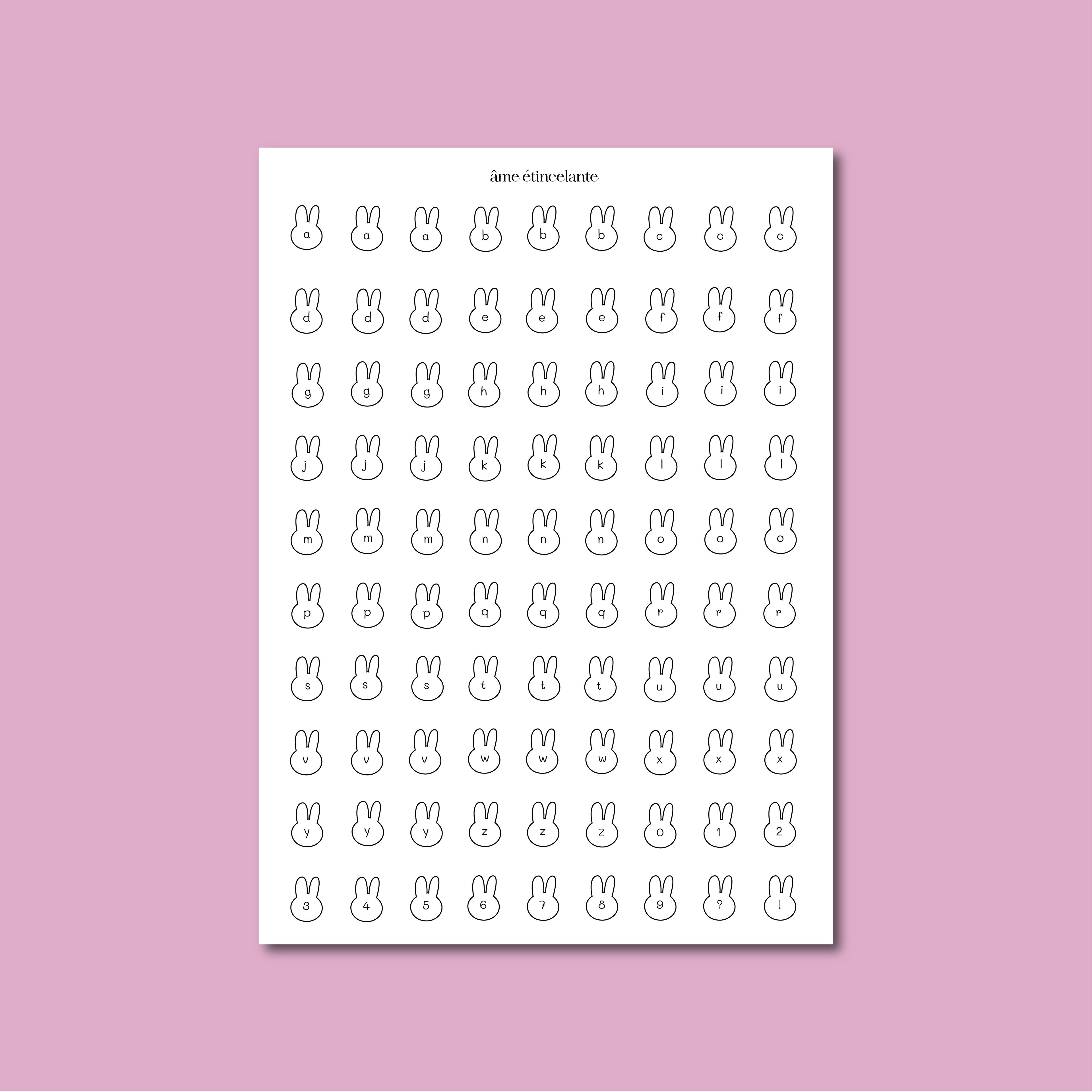 Planche de stickers - alphabet lapin 🐰