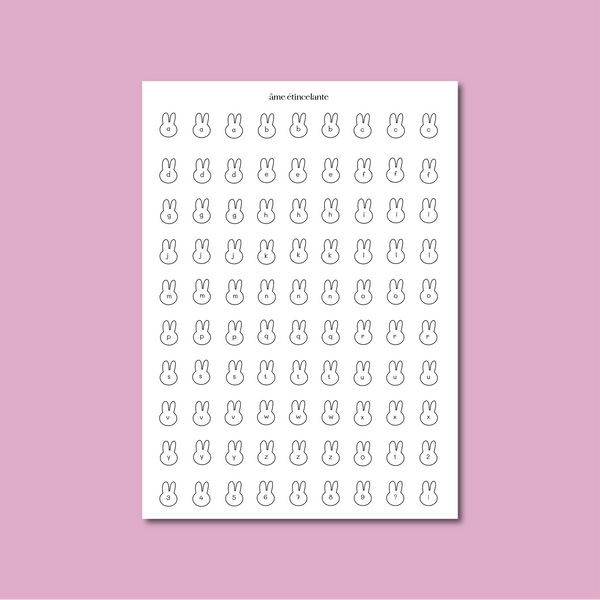 Planche de stickers - alphabet lapin 🐰