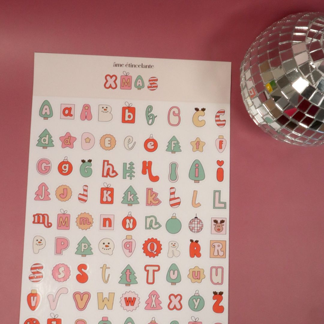Planche de stickers - alphabet de Noel