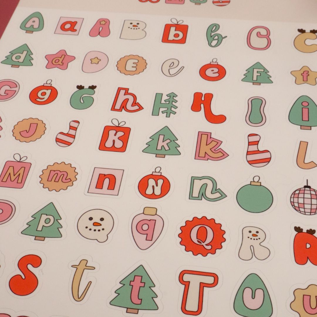 Planche de stickers - alphabet de Noel