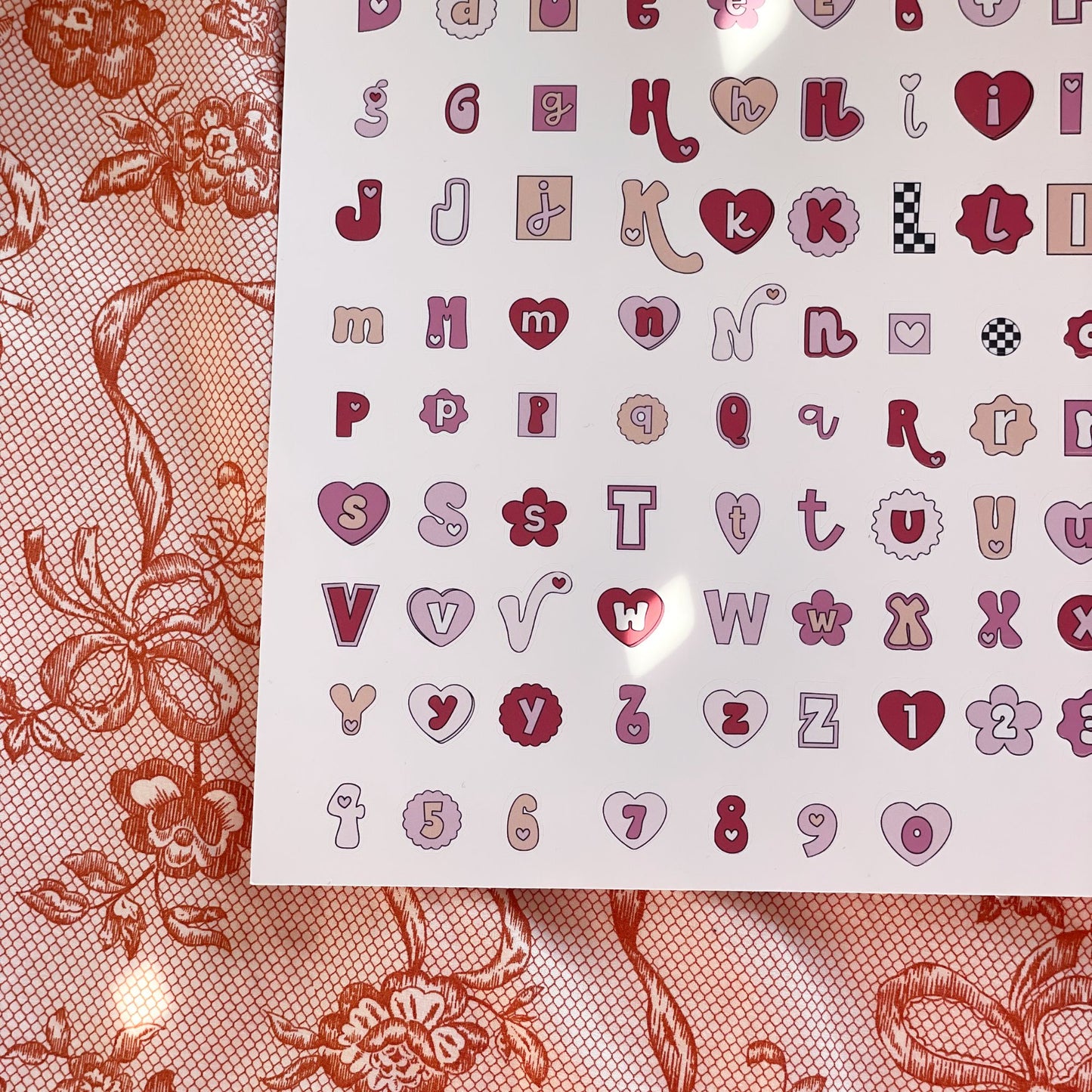 Planche de stickers - alphabet retro love