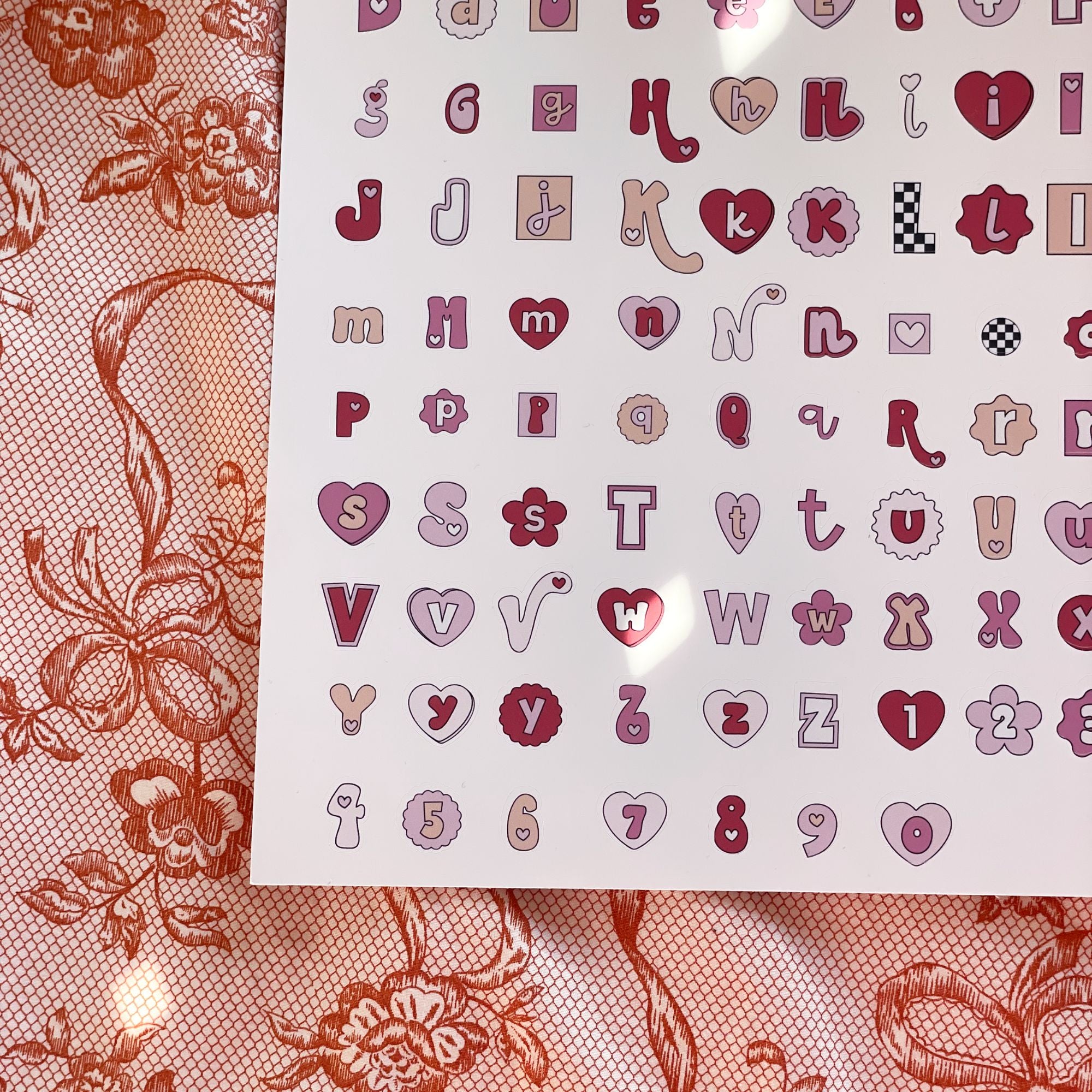 Sticker sheet - retro love alphabet