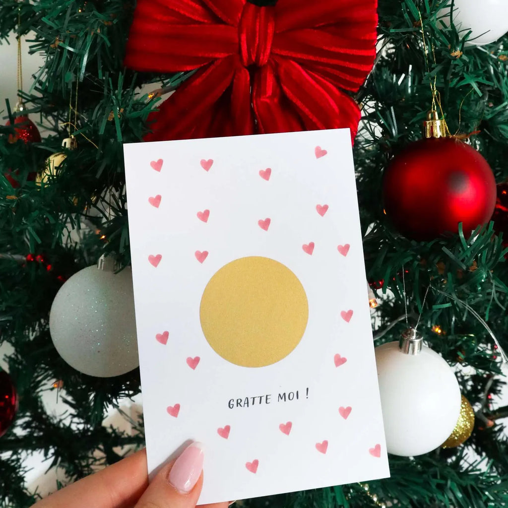 Carte à gratter personnalisée - coeur rouge