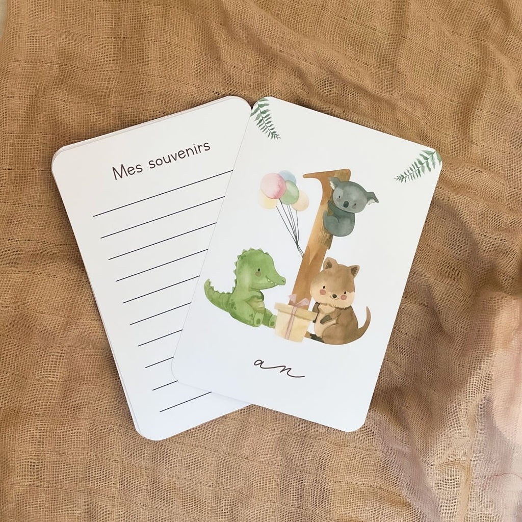 Baby Milestone Cards - First Year - Australian Animals