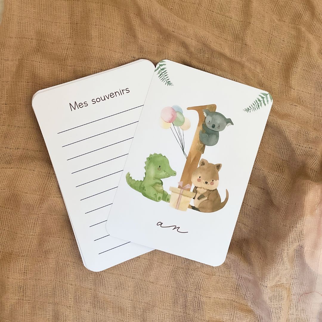 Baby Milestone Cards - First Year - Australian Animals