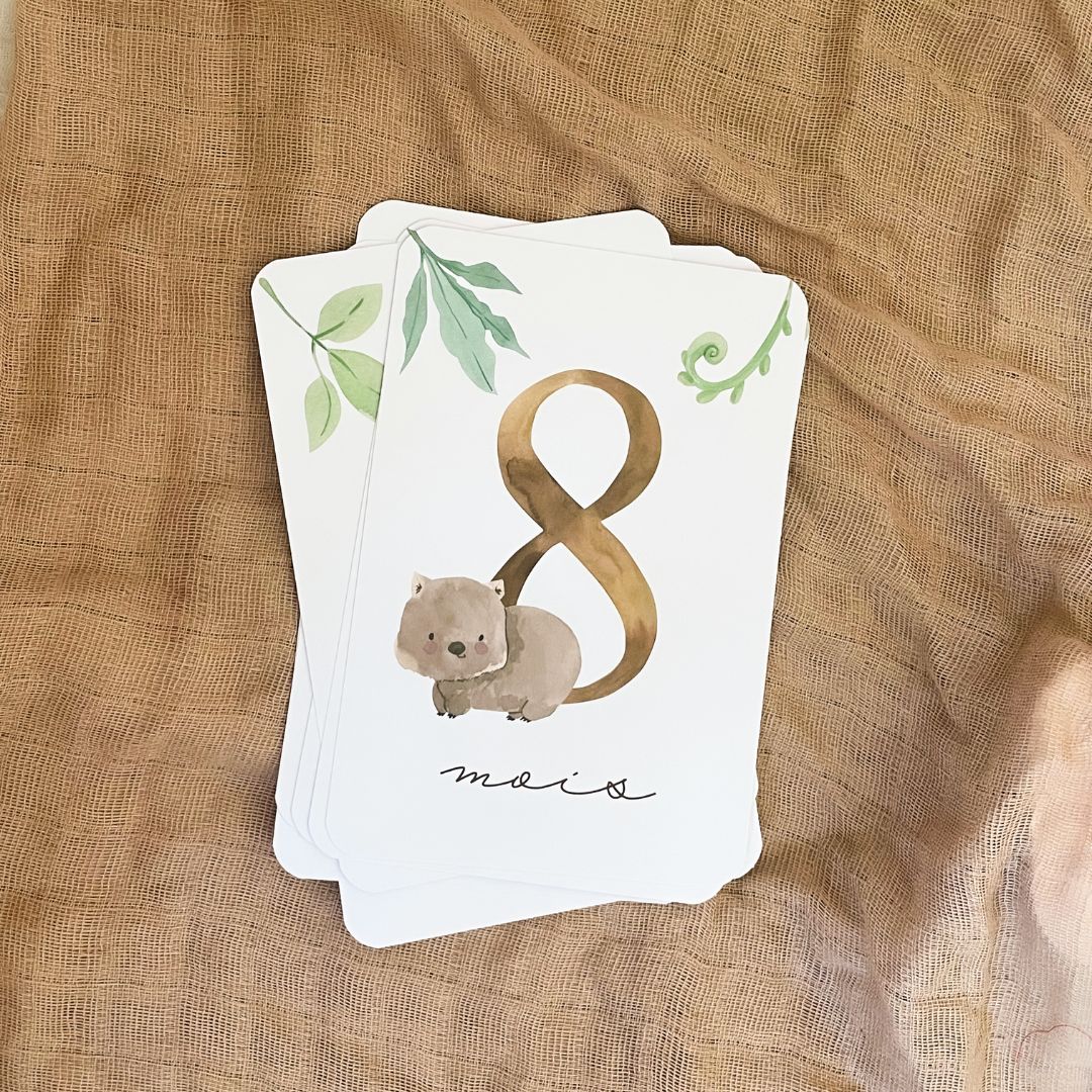 Baby Milestone Cards - First Year - Australian Animals