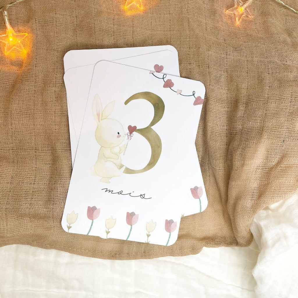 Baby milestone cards - First year - Coquette Rabbit