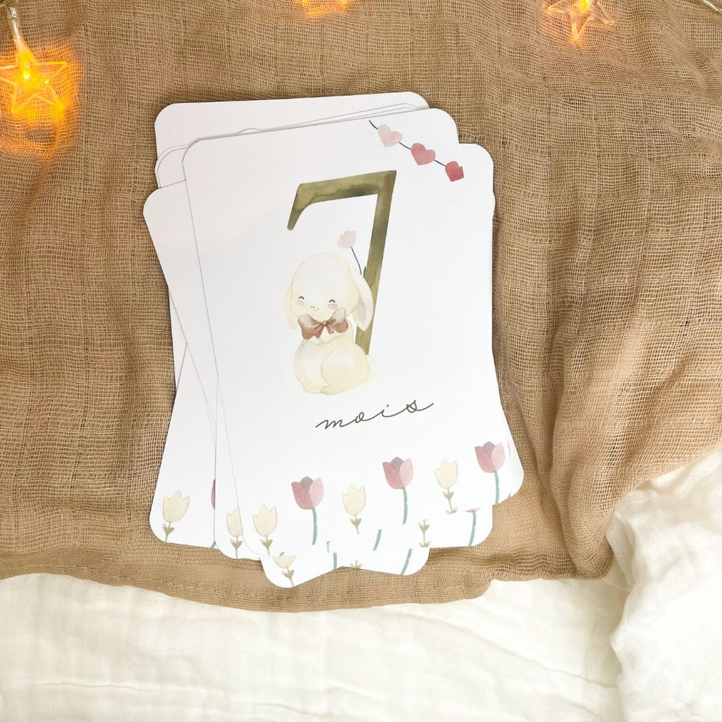 Baby milestone cards - First year - Coquette Rabbit