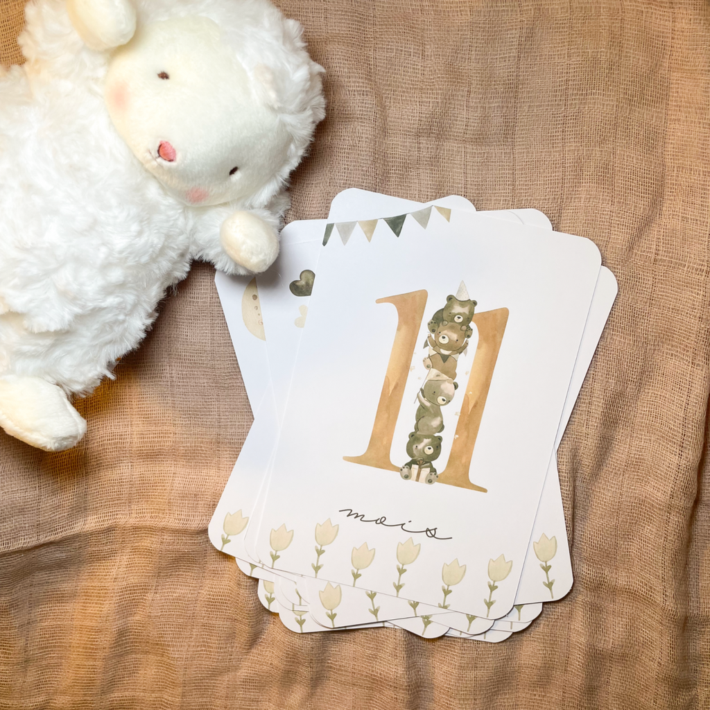 Baby milestone cards - First year - Teddy bears
