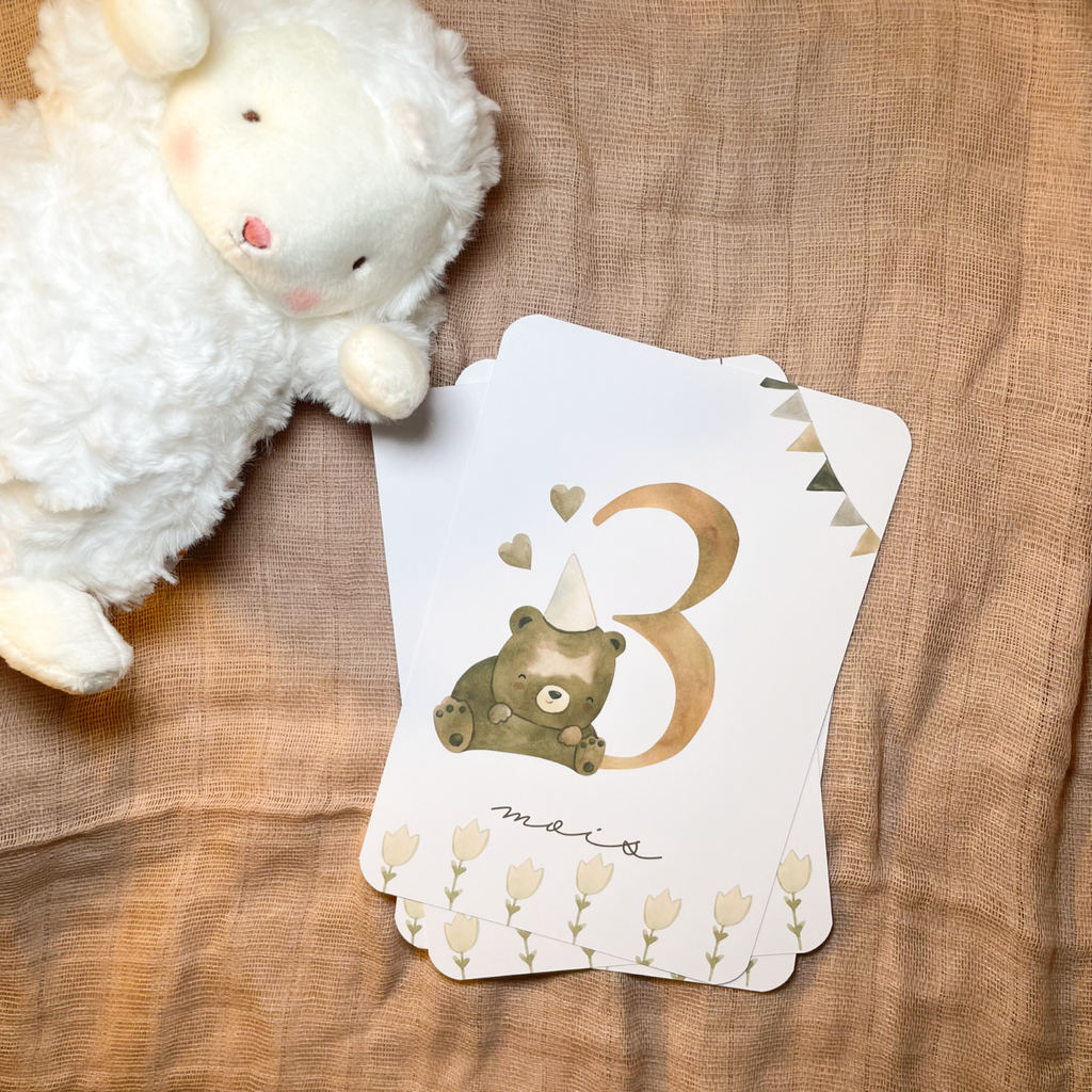 Baby milestone cards - First year - Teddy bears
