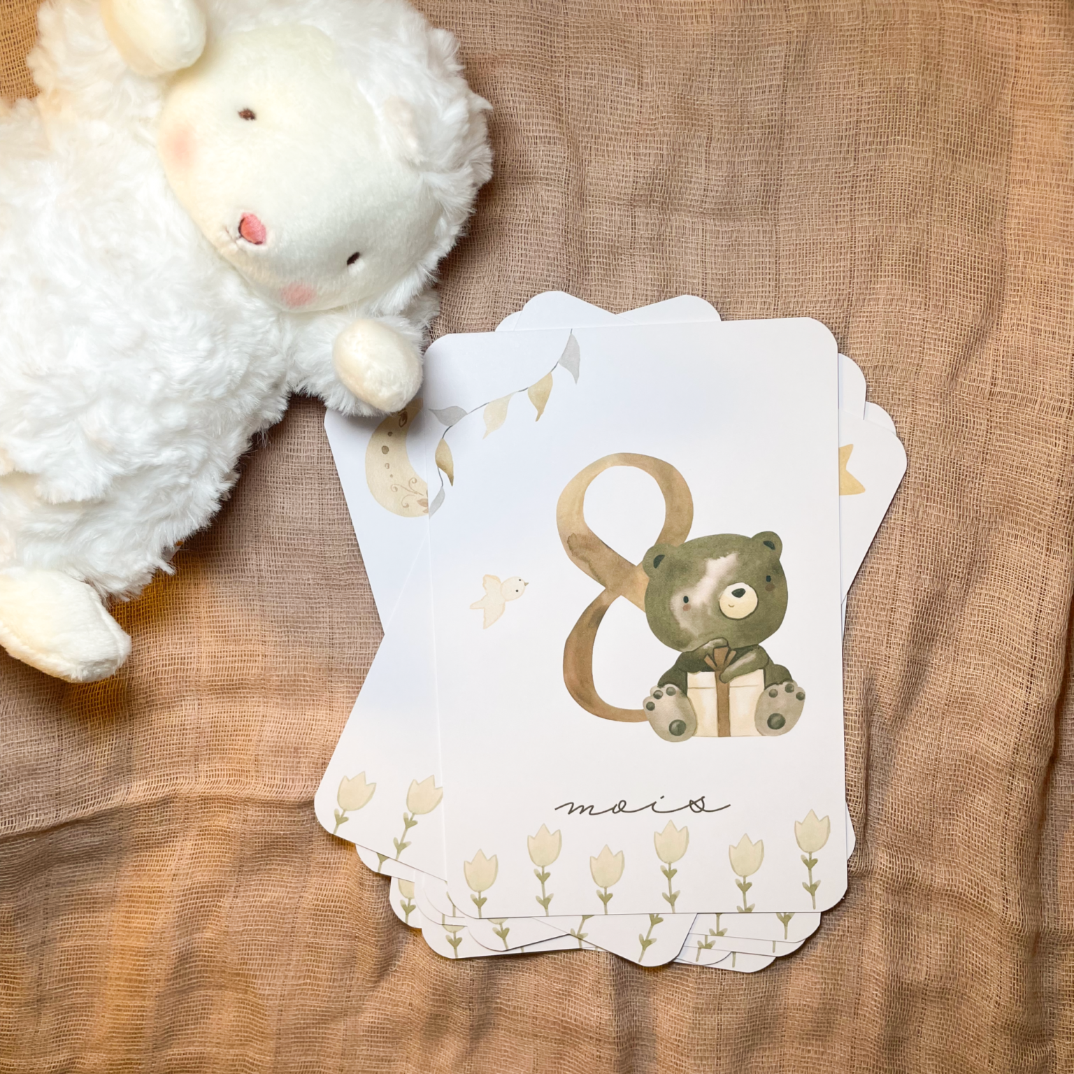 Baby milestone cards - First year - Teddy bears