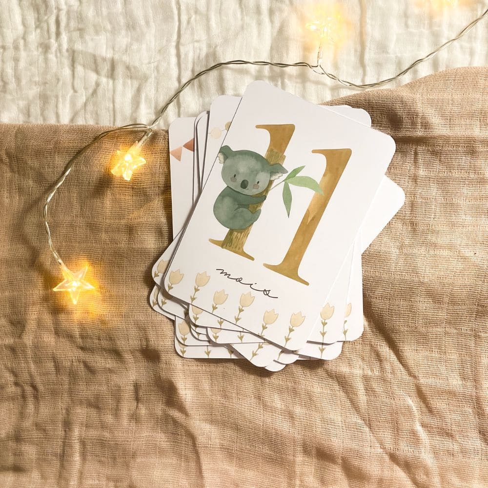 Baby milestone cards - First year - Panda and Koala