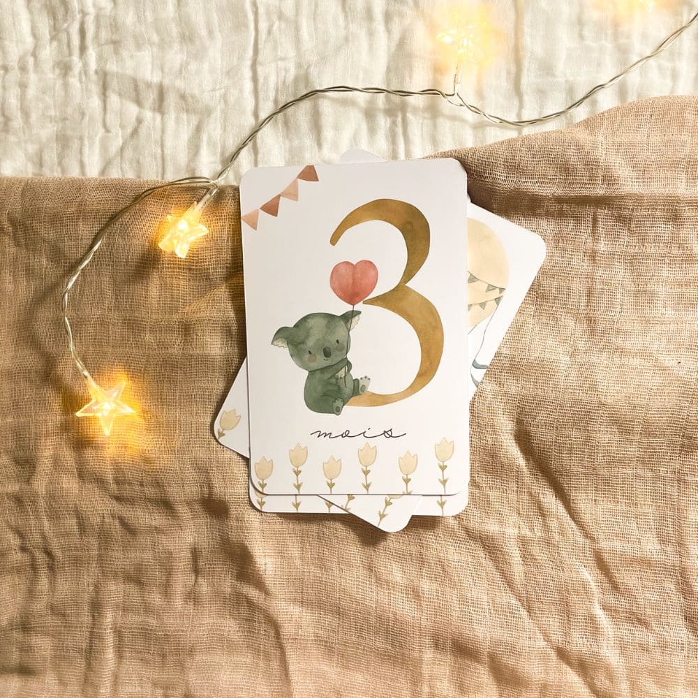 Baby milestone cards - First year - Panda and Koala