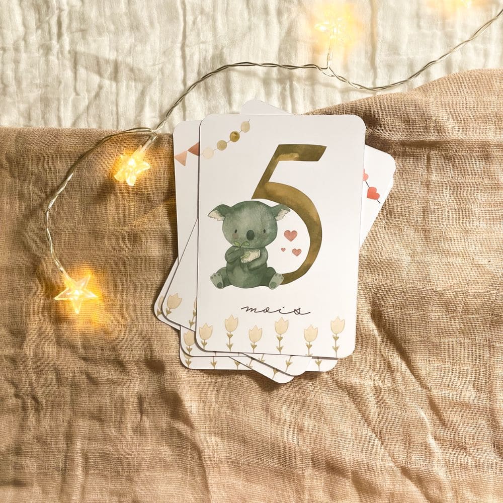 Baby milestone cards - First year - Panda and Koala