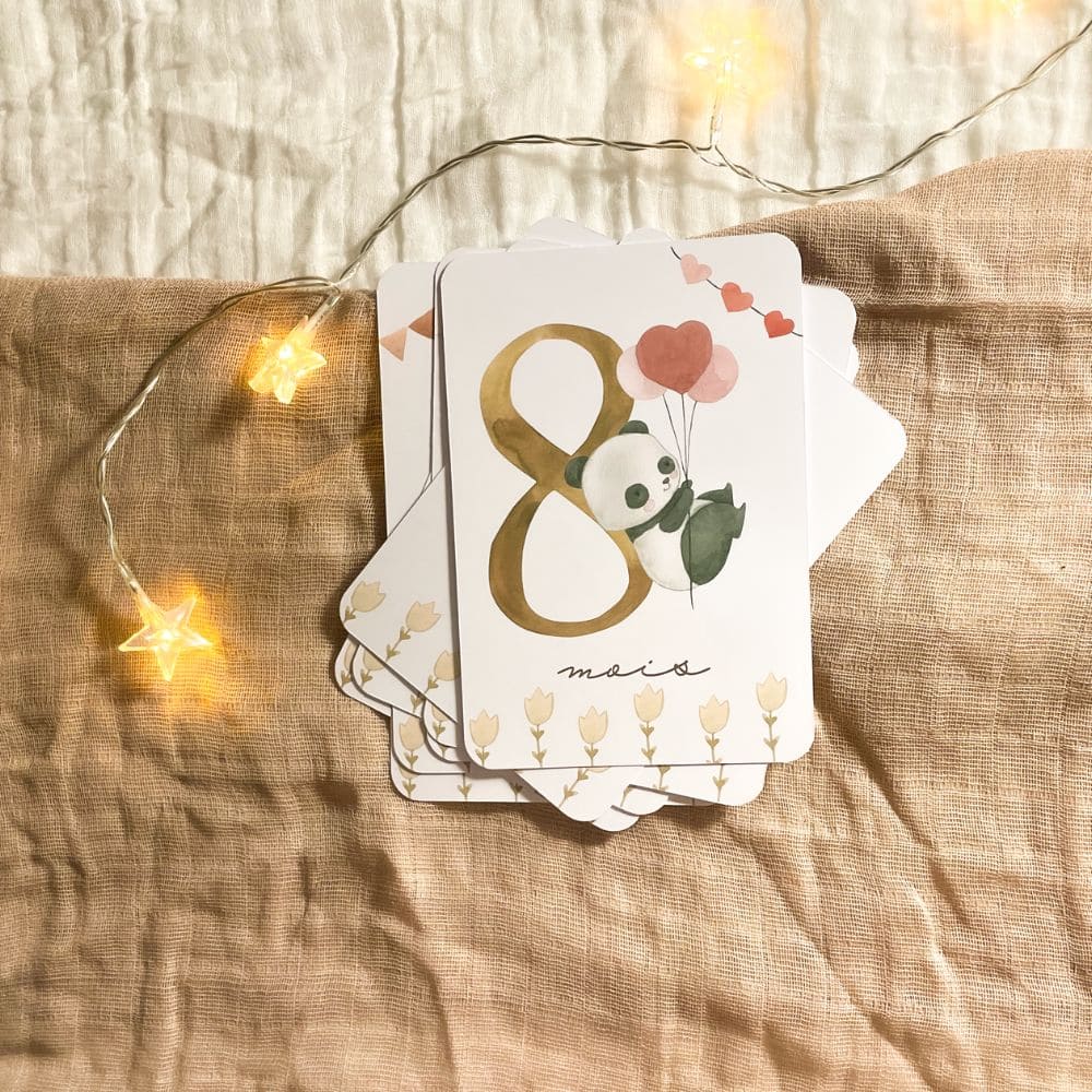 Baby milestone cards - First year - Panda and Koala