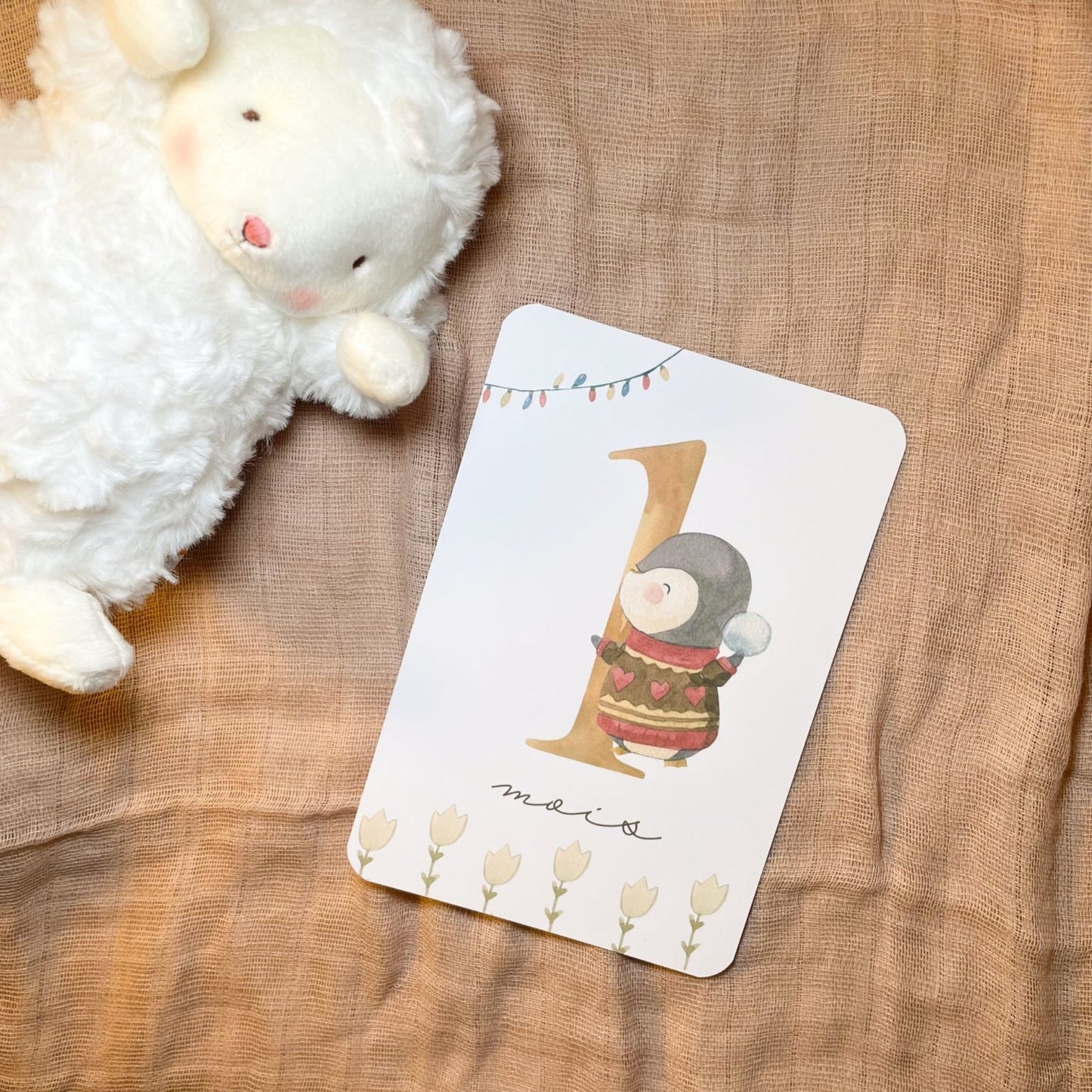 Cartes étapes bébé - Première année - Pingouins