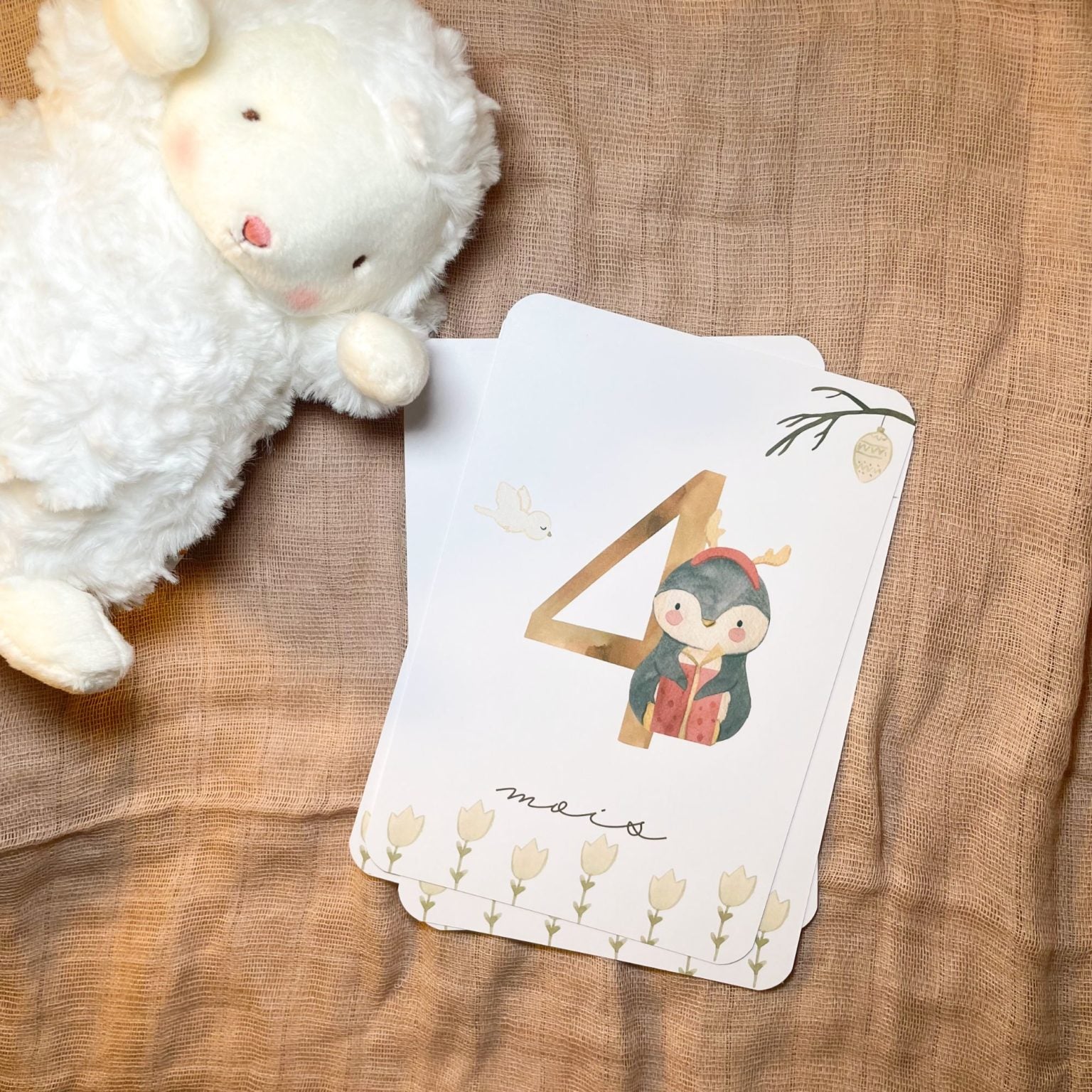 Baby Milestone Cards - First Year - Penguins