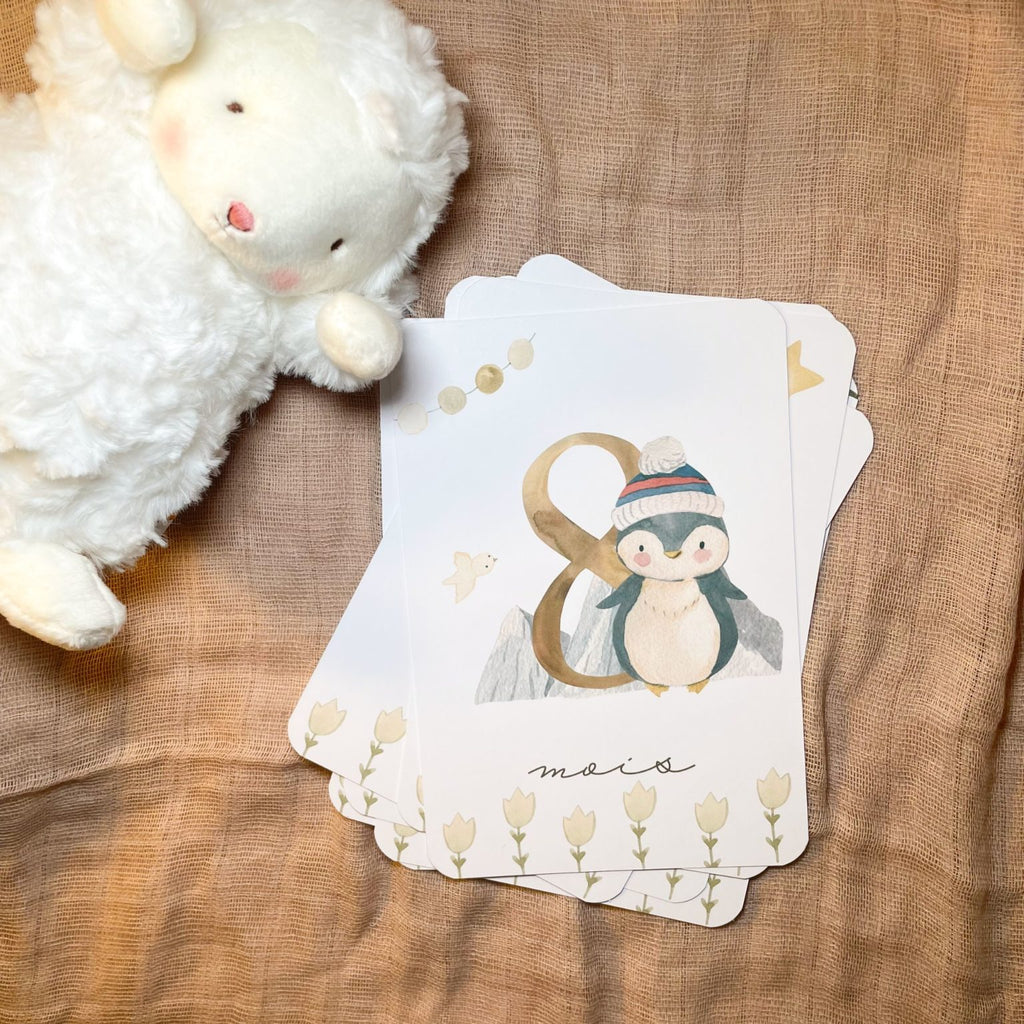 Baby Milestone Cards - First Year - Penguins