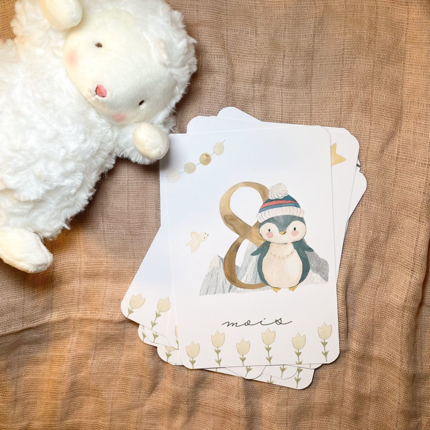 Cartes étapes bébé - Première année - Pingouins