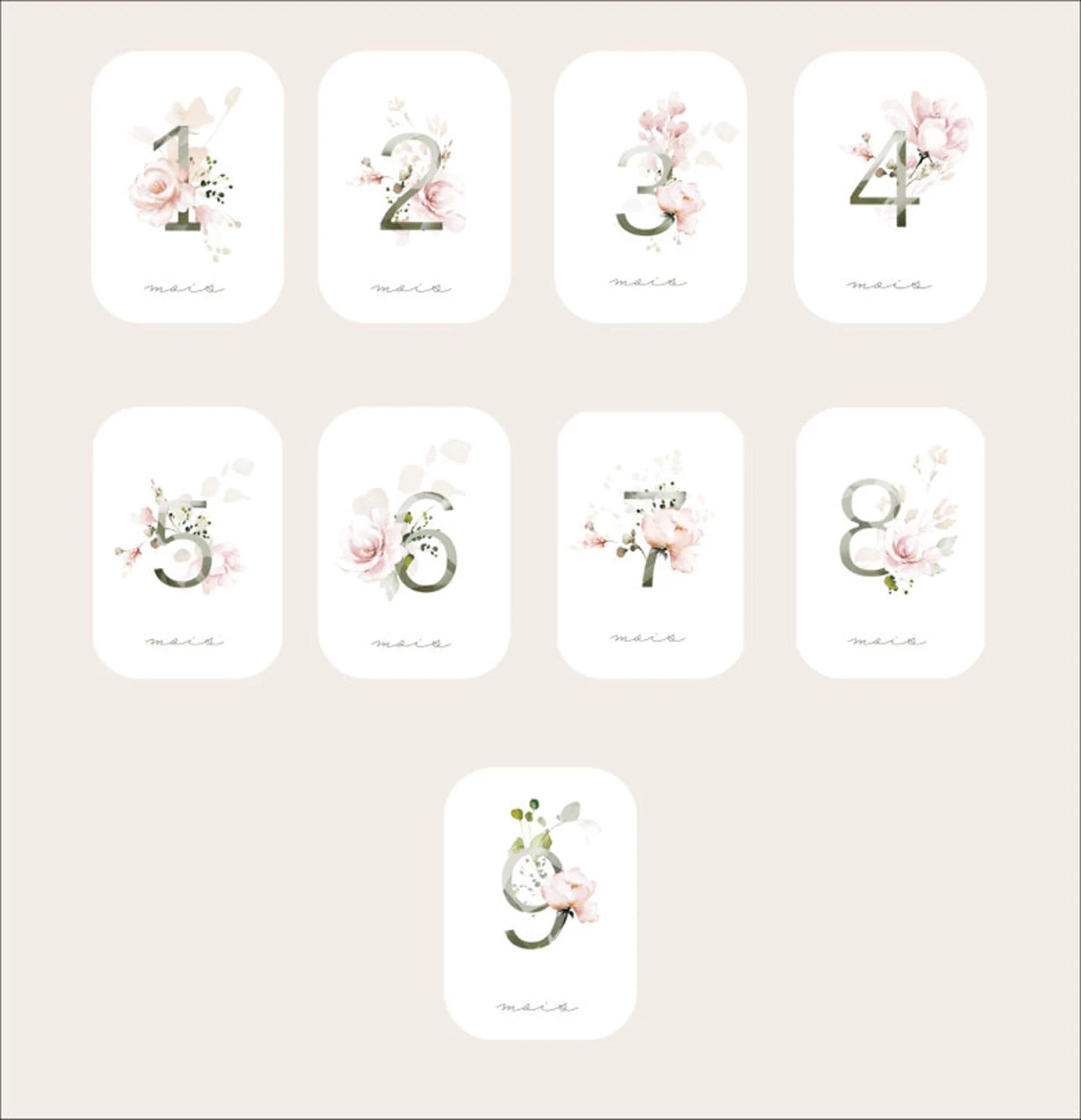 Cartes étapes grossesse - Aquarelle
