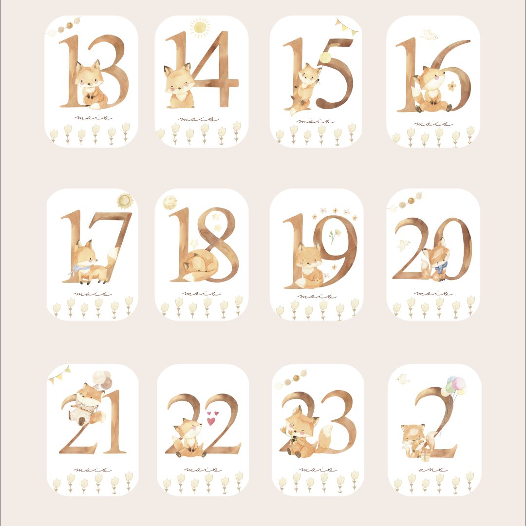Baby Milestone Cards - Second Year - Fox