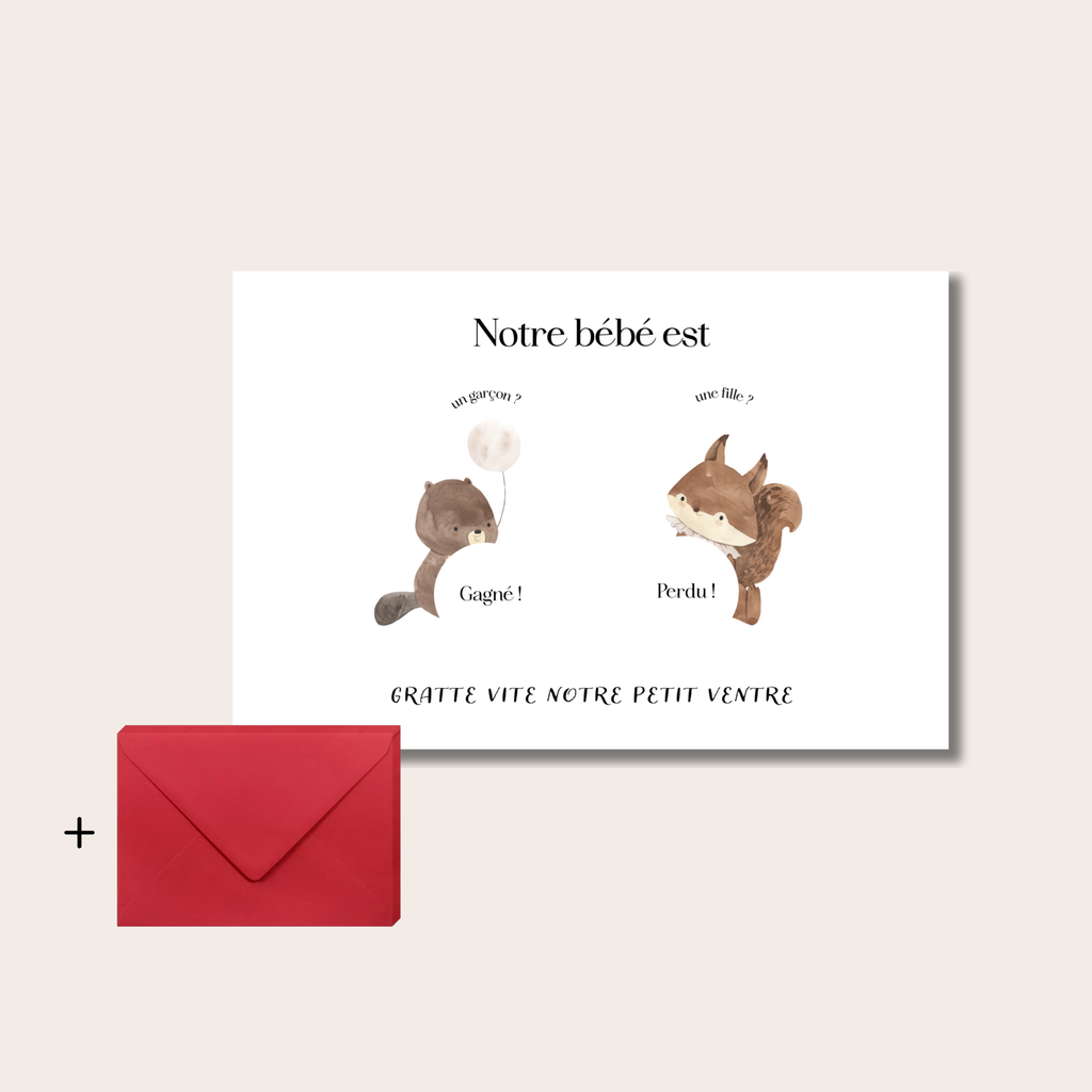 Gender reveal card - Castor