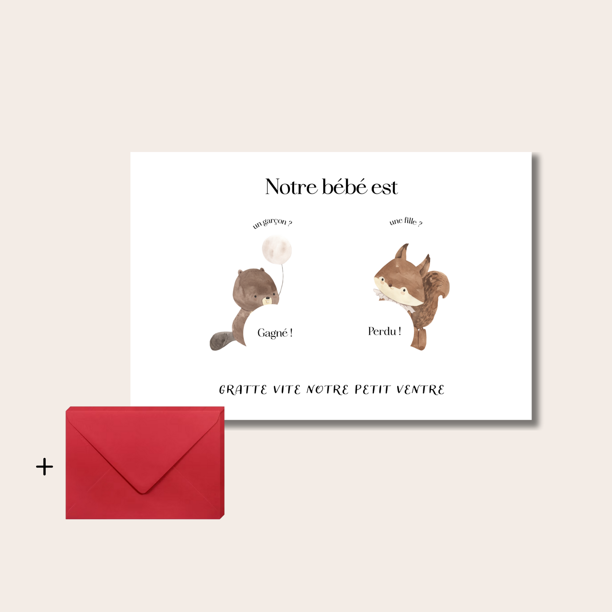 Gender reveal card - Castor