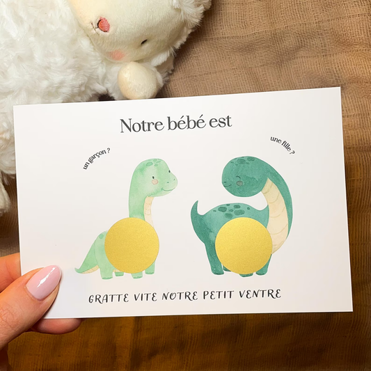 Carte gender reveal - Dinosaure