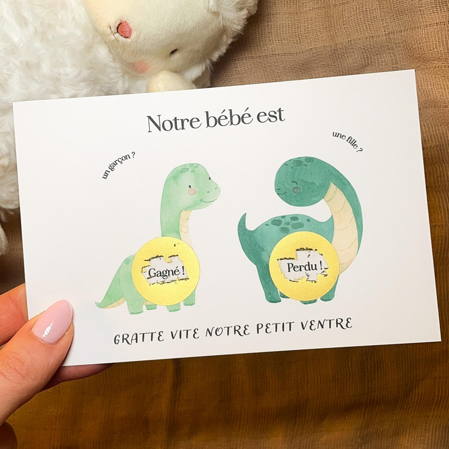 Carte gender reveal - Dinosaure