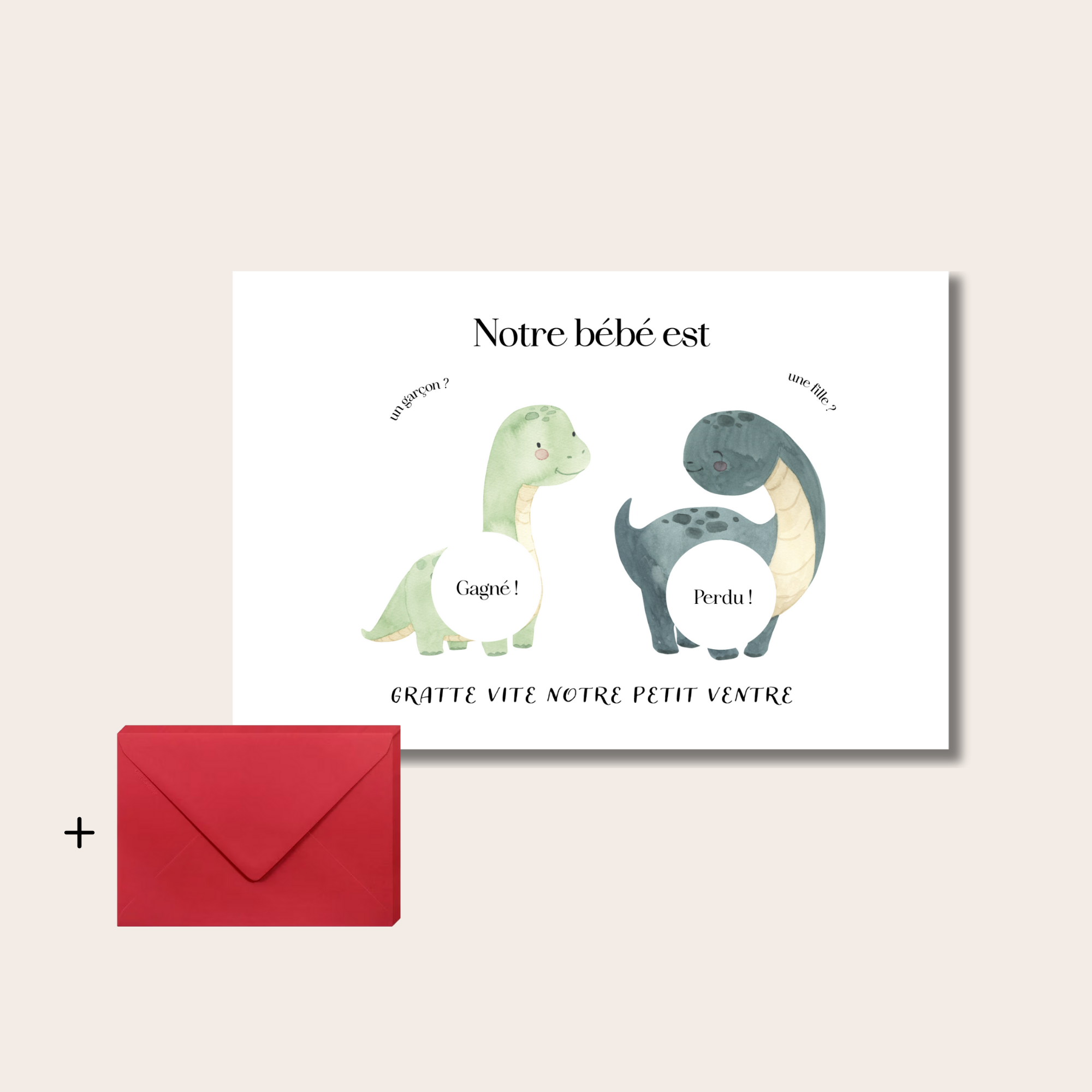 Gender reveal card - Dinosaur 