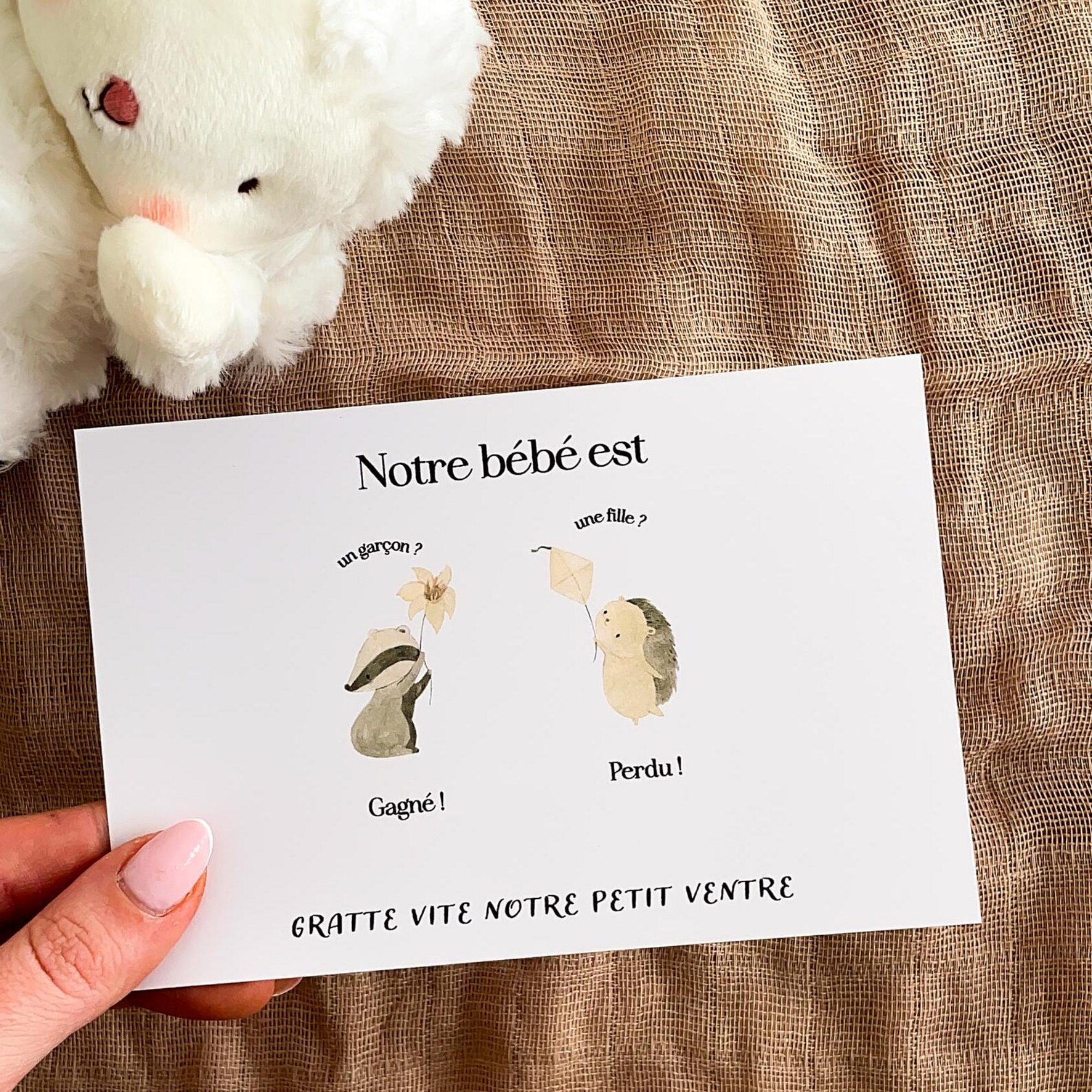 Gender reveal card - Bohemian animals