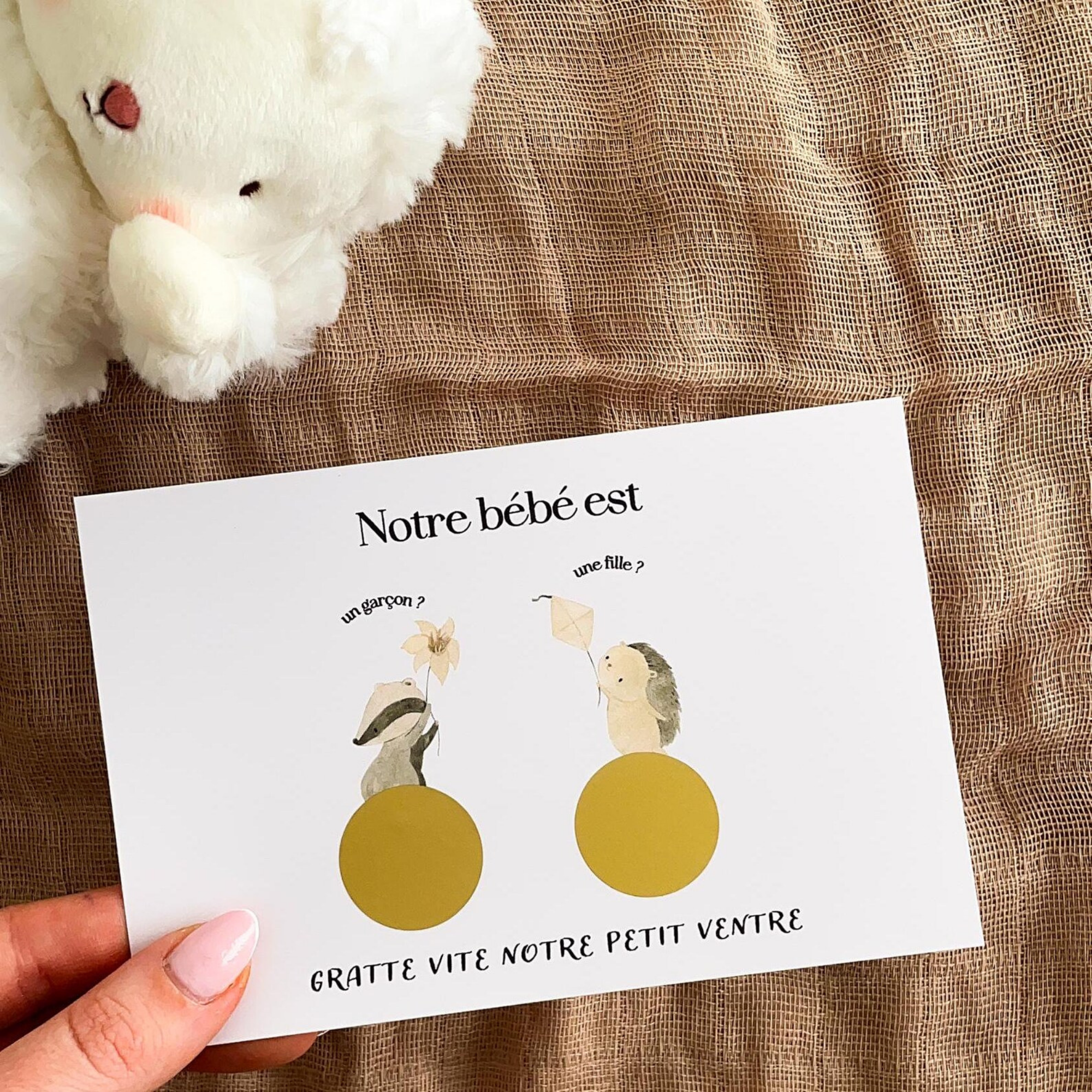 Gender reveal card - Bohemian animals