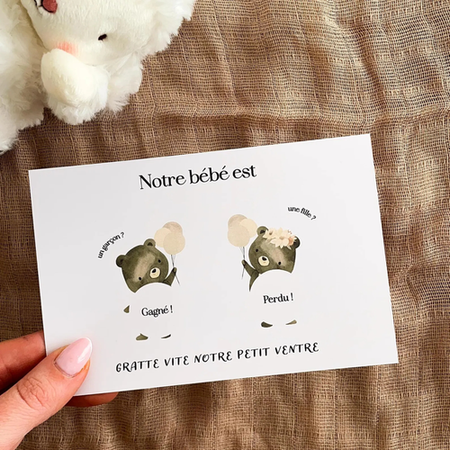 Gender reveal card - Teddy bears