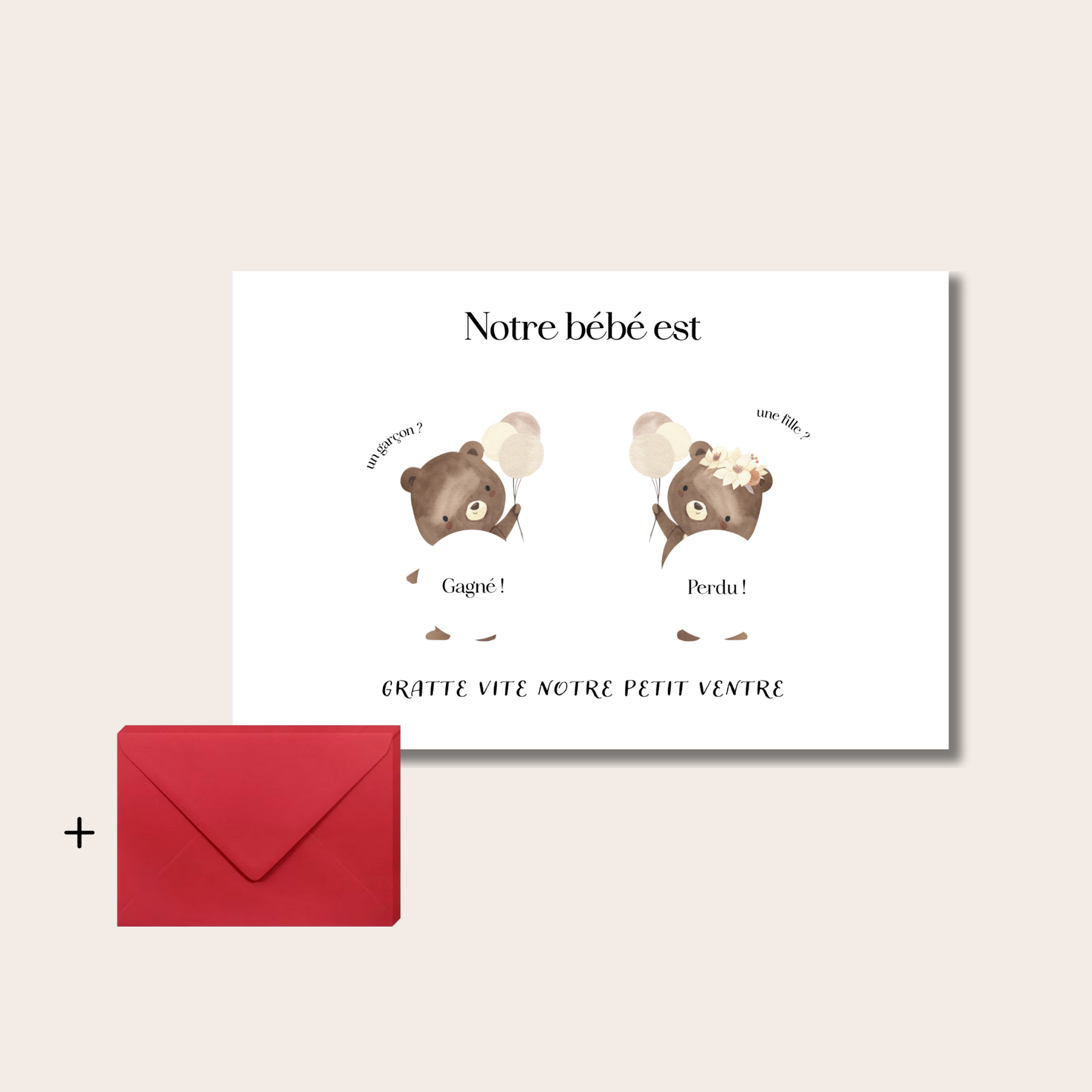Gender reveal card - Teddy bears