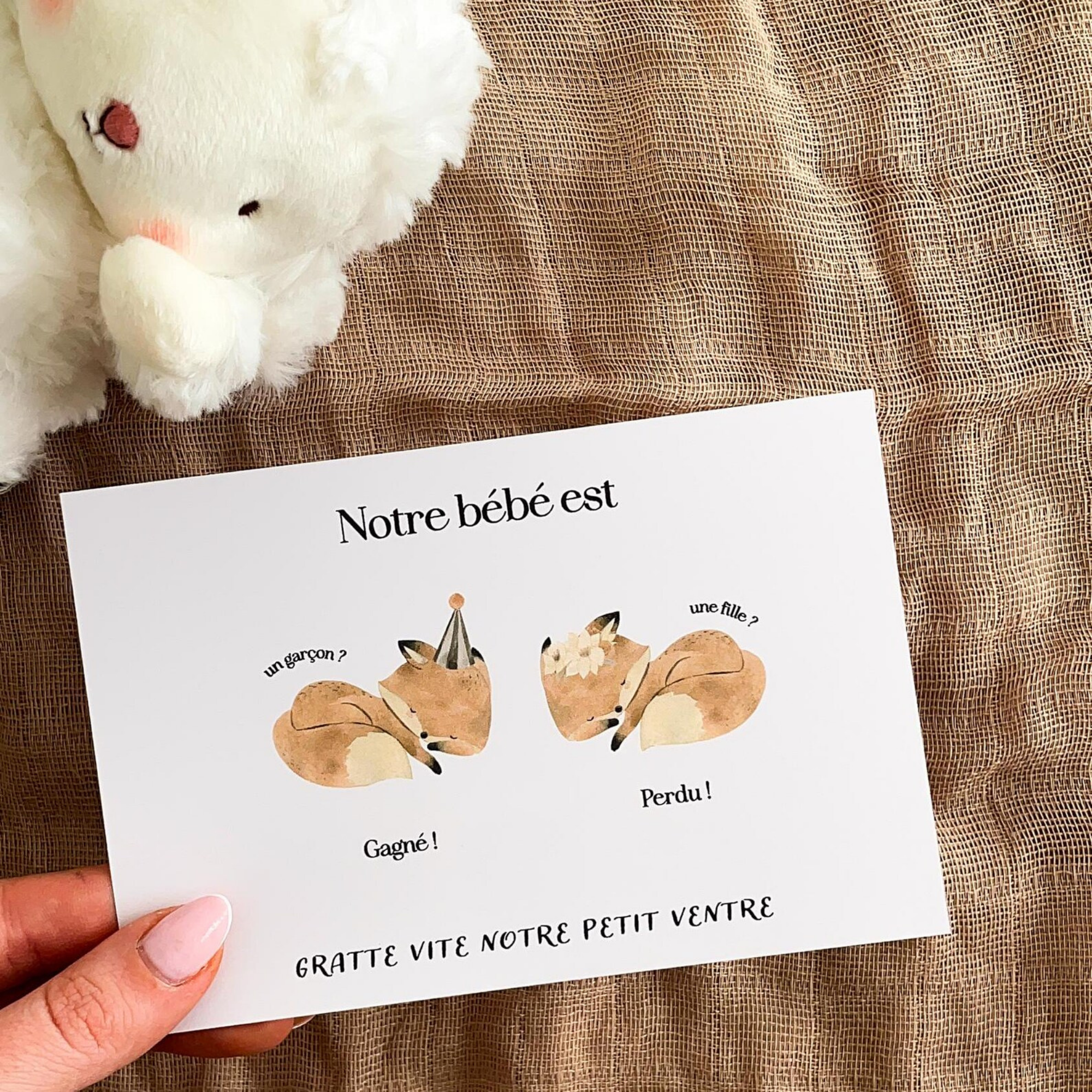 Gender reveal card - Bohemian fox