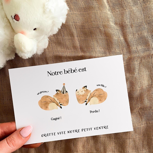 Gender reveal card - Bohemian fox