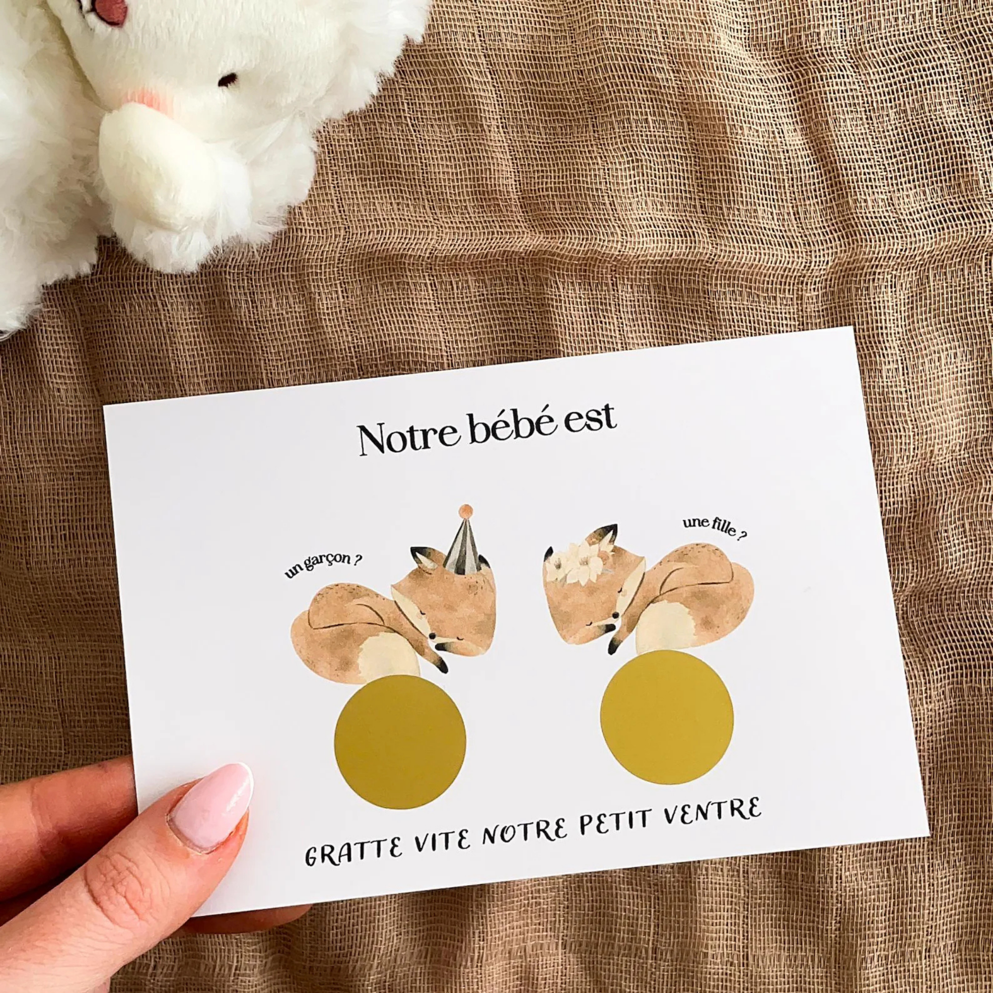 Gender reveal card - Bohemian fox