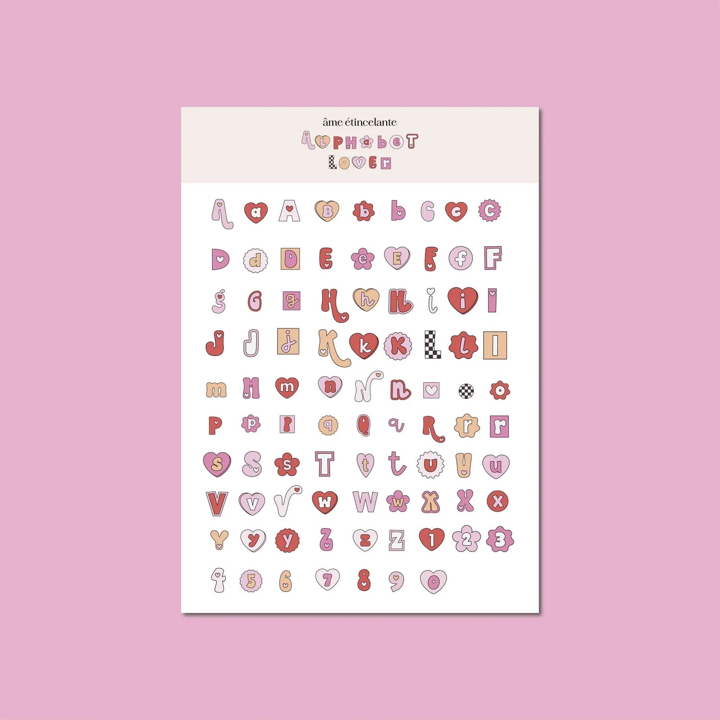 Planche de stickers - alphabet retro love