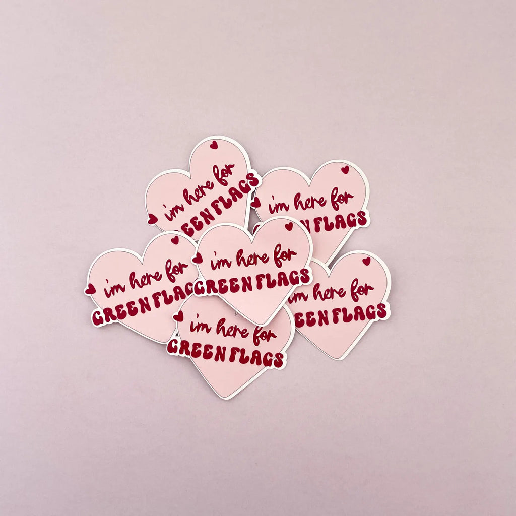 Single Sticker - Green Flags Hearts