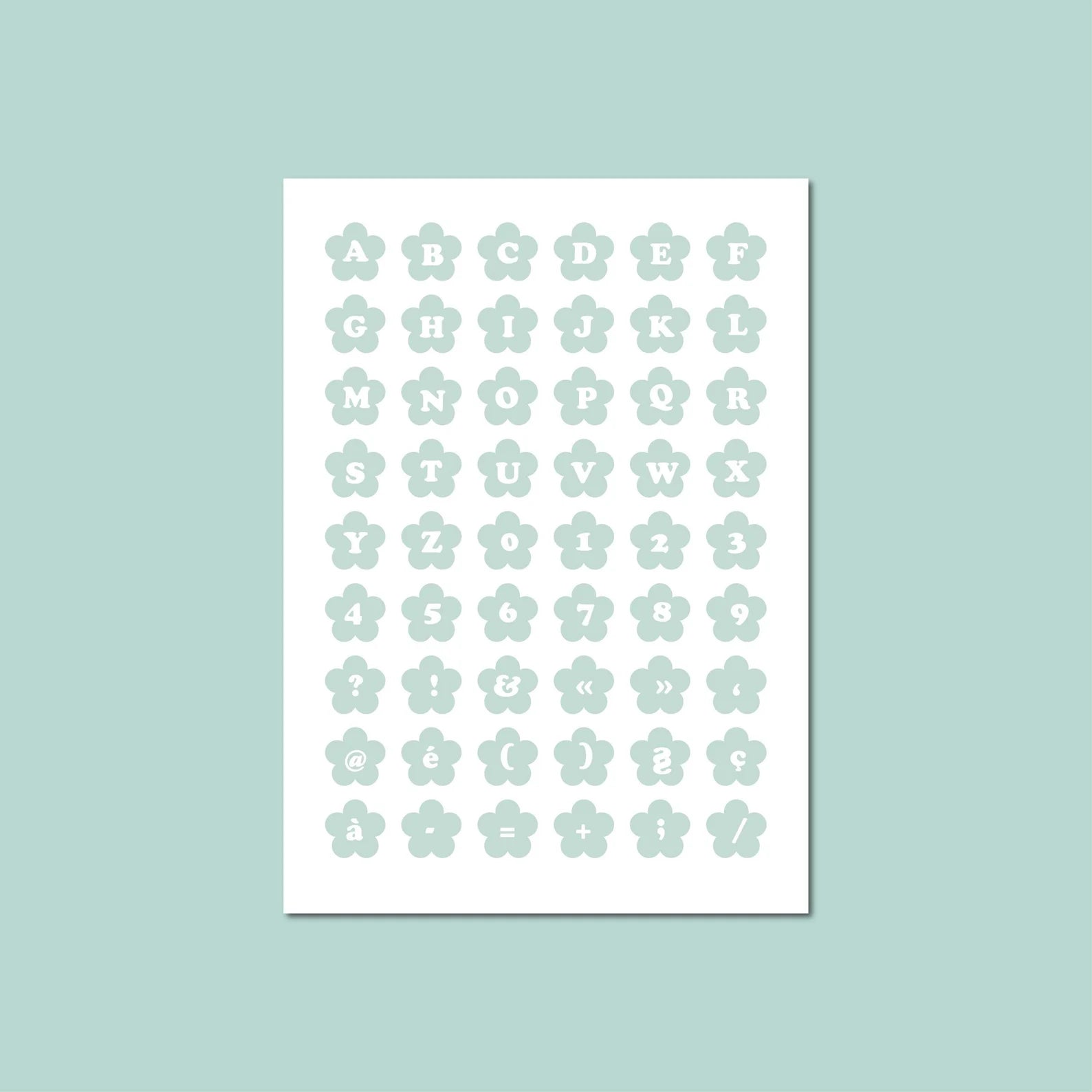Sticker sheet - flower alphabet