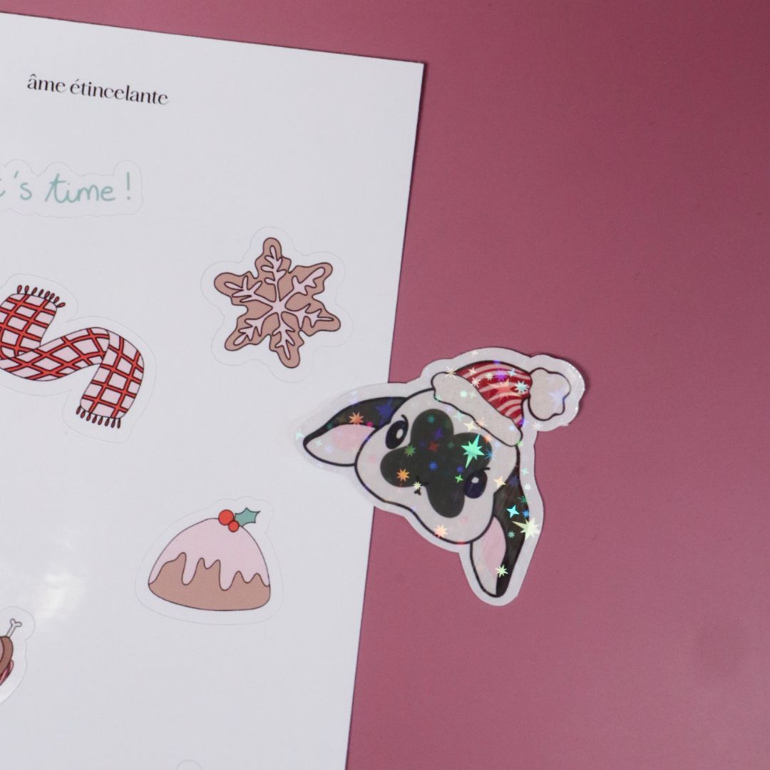 Stickers à l'unité - Lapin père Noel