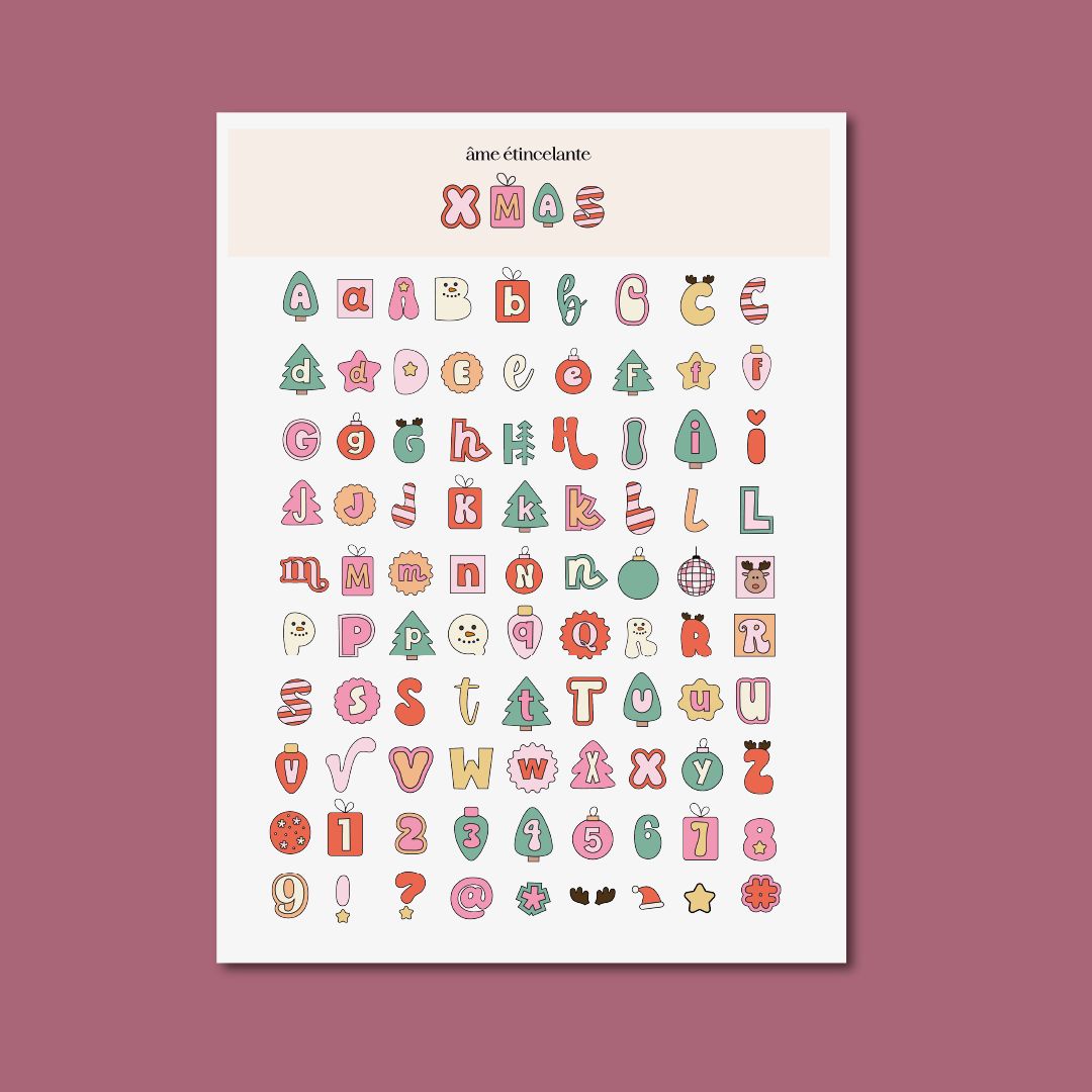 Planche de stickers - alphabet de Noel