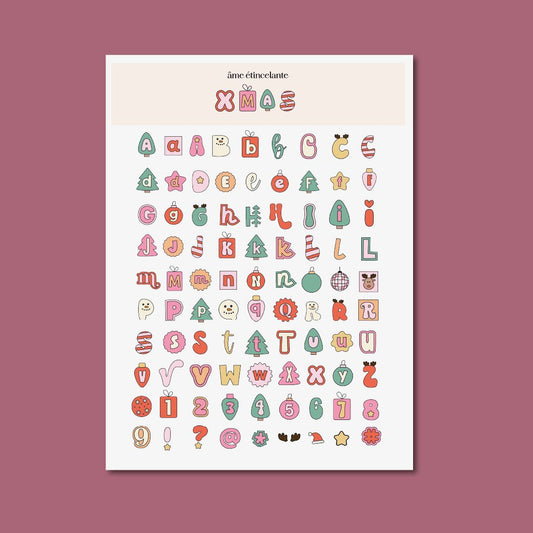 Planche de stickers - alphabet de Noel