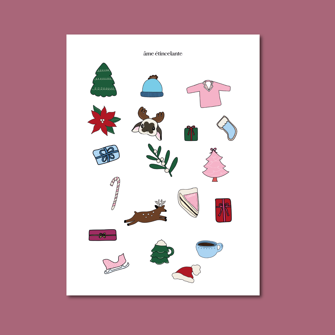 Planche de stickers - petits plaisirs de Noel