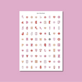 Planches de stickers - alphabet rétro love