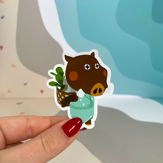 Sticker animal crossing - Porcella et ses navets